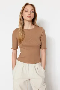 Trendyol Mink Fitted Basic Corduroy Knitted Blouse #1851043
