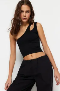 Trendyol Black Seamless Fitted One-Shoulder Crop Stretch Knitted Blouse
