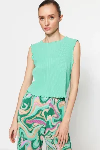 Trendyol Green Pleated Crop Knitted Blouse #1850607