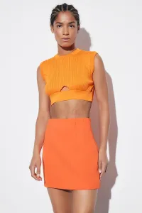 Trendyol Orange Crop Knitwear Blouse with Window/Cut Out Detail