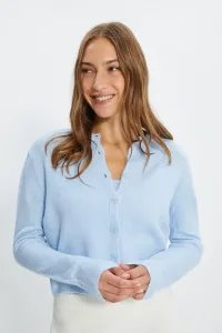 Trendyol Blue Soft Textured Crop Button Detailed Blouse- Cardigan Knitwear Suit