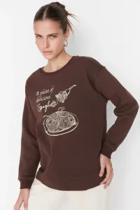 Trendyol Brown Printed Raised Boyfriend Knitted Sweatshirt #1399782