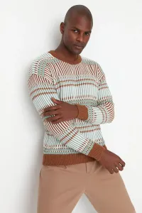 Trendyol Camel Men Regular Fit Paneled Knitwear Sweater #1014323
