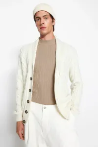 Trendyol Ecru Men's Slim Fit Shawl Collar Hair Knit Sweater Cardigan #2369946