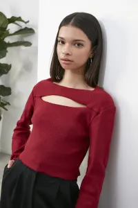 Trendyol Claret Red Long Sleeve Cut Out Detailed Knitted Blouse #1372479