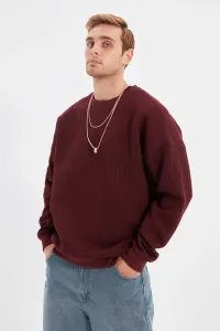 Trendyol Men's Burgundy Oversize Long Sleeve Crew Neck Sweatshirt #748013