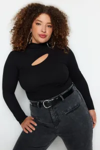 Trendyol Curve Black Standing Straight Bodycone Camisole Knitting Plus Size Blouse