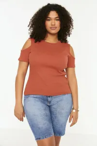 Trendyol Curve Cinnamon Corduroy Knitted Cut Out Detailed Blouse #1277039