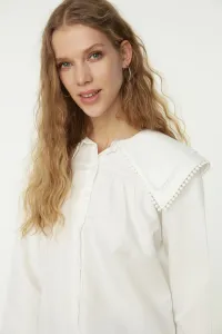 Trendyol Ecru Collar Pompom Detail Woven Shirt