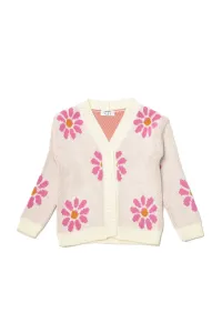 Trendyol Ecru Floral Jacquard Girls Knitwear Cardigan #1311240