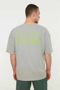 Trendyol Gray Men's Oversize Crew Neck Short Sleeve Printed T-Shirt #1335910