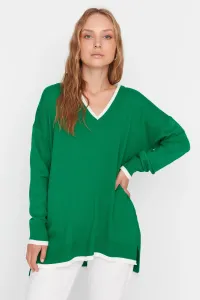 Trendyol Green Oversized V-Neck Knitwear Sweater #1575732