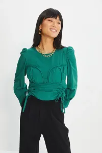 Trendyol Green Slim Fit Woven Gathered Blouse