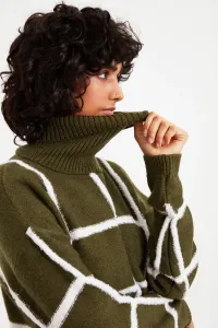 Trendyol Khaki Grid Jacquard Knitwear Sweater