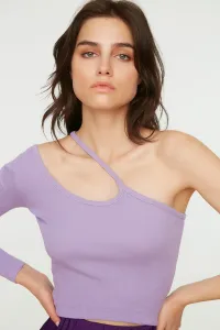Trendyol Lilac Cut Out Detailed Corduroy Crop Knitted Blouse #1260417