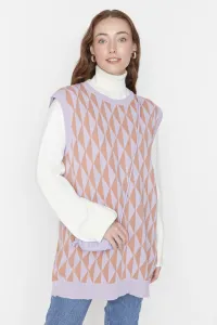 Trendyol Lilac Geometric Patterned Knitwear Sweater