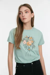 Trendyol Mint Printed Basic Knitted T-Shirt #143883