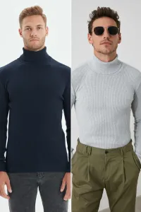 Trendyol Sweater - Dark blue - Fitted