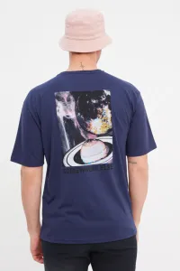 Trendyol Navy Blue Men's Relaxed/Comfortable cut, Crew Neck Short Sleeved, Space Printed T-Shirt #1604077