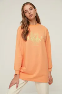 Trendyol Orange Crewneck Knitted Sweatshirt with Print Detailed #83566