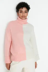 Trendyol Pink Oversize Color Block Knitwear Sweater