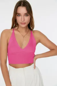 Trendyol Pink Super Crop Knitwear Blouse with Back Detail
