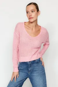 Trendyol Pink V-Neck Knitwear Sweater #2790149