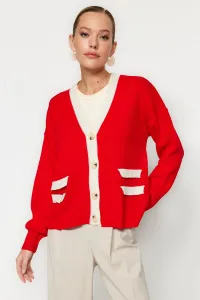 Trendyol Red Color Block Knitwear Cardigan