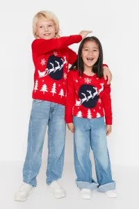 Trendyol Red Jacquard Girls Knitwear Sweater