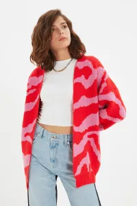Trendyol Red Jacquard Knitwear Cardigan