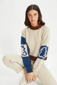 Trendyol Stone Soft Texture Color Block Knitwear Sweater