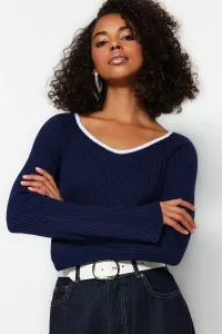 Trendyol Navy Blue Collar Detailed Knitwear Sweater