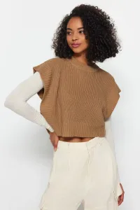 Trendyol Camel Crop Crew Neck Sweater Knitwear Sweater