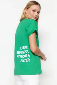 Trendyol Green 100% Cotton Back Printed Boyfriend Crew Neck Knitted T-Shirt #1684149
