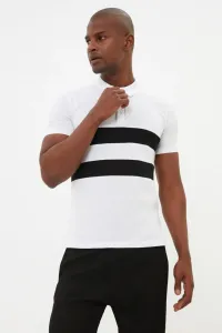 Trendyol White Paneled Polo Neck T-shirt