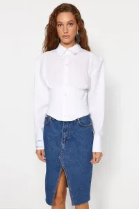 Trendyol X Sagaza Studio White Corset Detailed Poplin Shirt #2642287