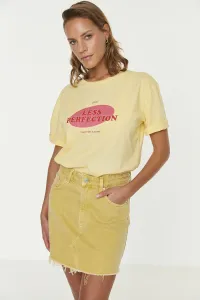 Trendyol Yellow Printed Loose Knitted T-Shirt #1597035