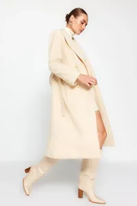 Trendyol Belted Long Stamped Ecru Coat