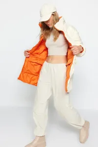 Trendyol Beige-Multicolored Oversize Coat Reversible, Wearable, Water Repellent, Quilted Inflatable Coat #2324170