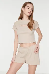 Trendyol Beige Cut-Out Detailed Camisole Knitted Bottom-Top Set #190628
