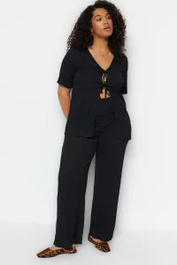 Trendyol Curve Black Knitted Top and Bottom Set With Lace-up Detail #1826319