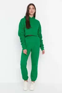 Trendyol Green Ruffle Detailed Hoodie Raised Knitted Tracksuit Set #1029656