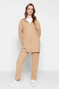 Trendyol Brown Hooded and Zippered Knitted Tracksuit Set #1787551