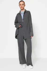 Trendyol Anthracite Slit Detailed Cardigan-Pants Knitwear Set