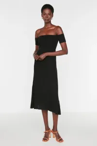 Trendyol Black Midi Knitwear Carmen Collar Dress #1223023