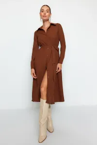 Trendyol Brown Belted Shirt Woven Dress Woven Woven Dress
