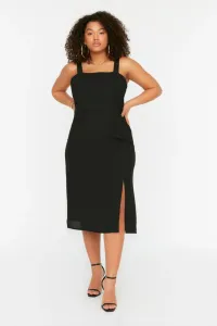 Trendyol Curve Black Woven Slit Dress