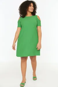 Trendyol Curve Green A-line Knitted Window/Cut Out Detailed Dress