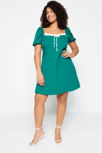 Trendyol Curve Green Woven Collar Detailed Dress