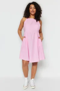 Trendyol Curve Pink Weave Halterneck Dress #1682242